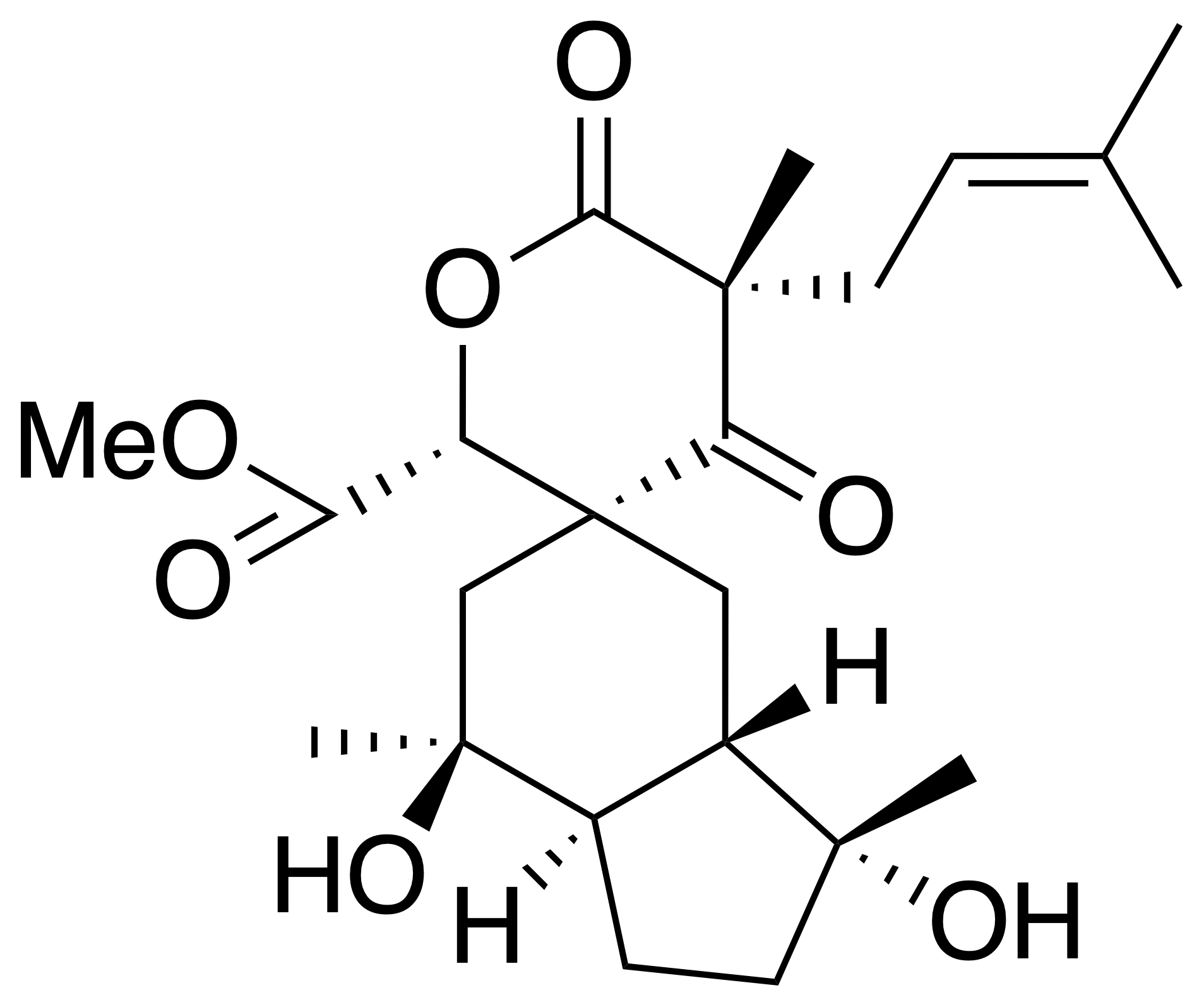 Structure 395: hypericumono A — seco, spiroindanes, transHydrindane