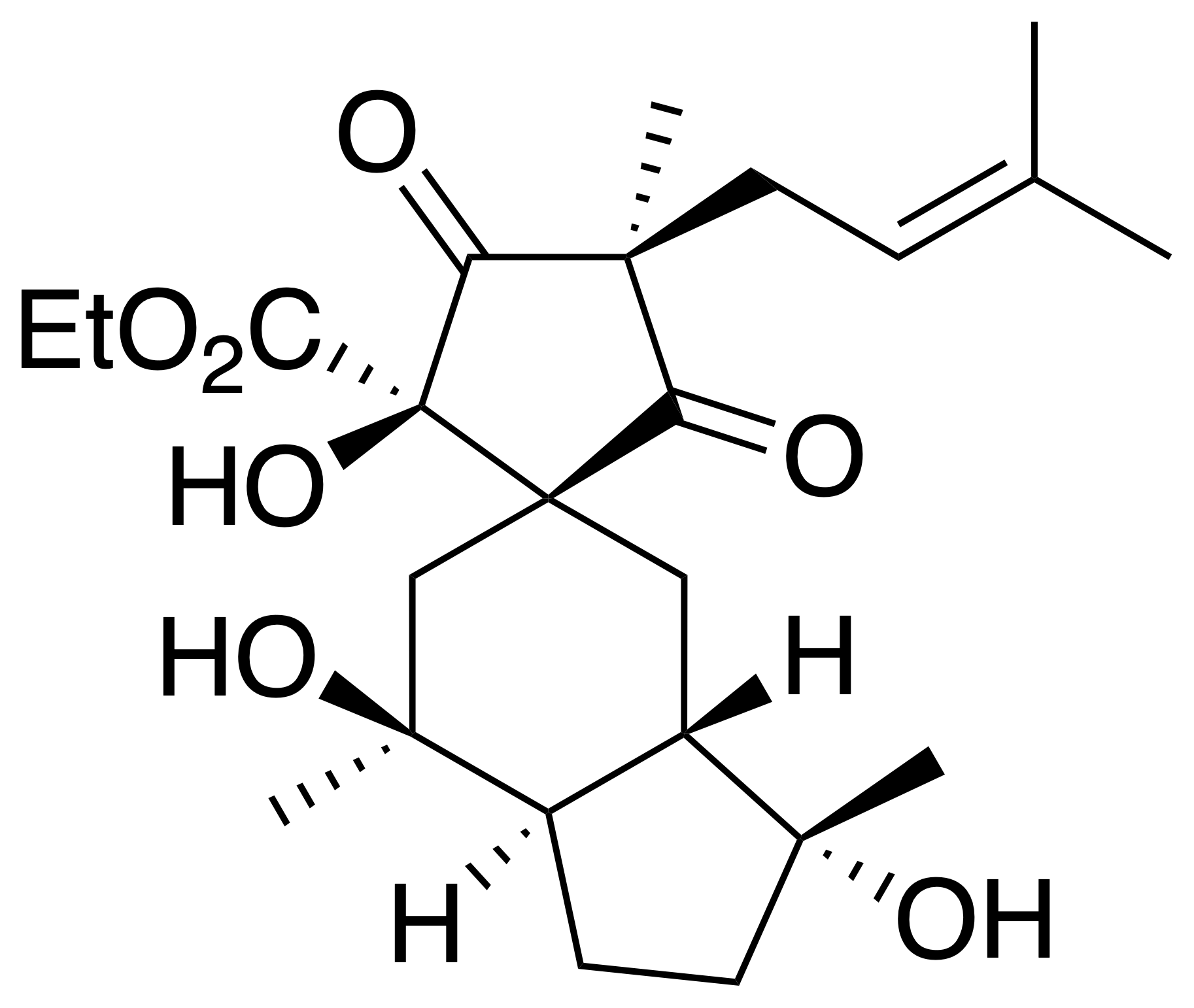 Structure 421: hypericumono F — seco, spiroindanes, transHydrindane