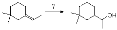Reaction Q15: isopropylidene-3,3-dimethylcyclohexane converting to 1-(3,3-dimethylcyclohexyl)ethanol