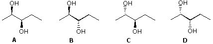 Four 2,3-pentanediol structures A-D for identifying the (2R,3S) isomer