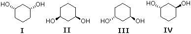 Four cyclohexane-1,3-diol structures I-IV with differing OH stereochemistry