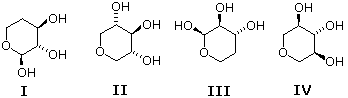 Four tetraol/diol structures I-IV for comparing enantiomers, diastereomers and identical compounds