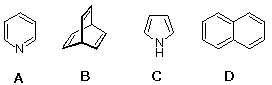 Four candidate compounds A-D: pyridine, bicyclo[2.2.2]octane-type cage, pyrrole, and naphthalene
