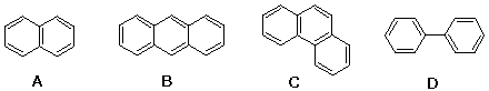 Four fused-ring aromatics A-D: naphthalene, anthracene, phenanthrene, and biphenyl